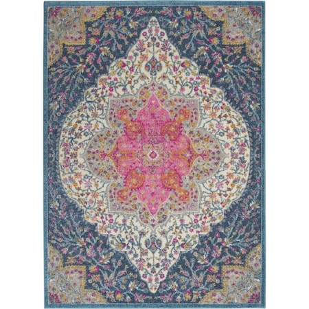 Palacedesigns 5 x 7 ft. Blue & Pink Medallion Area Rug - Blue Pink - 5' x 7' PA3659437